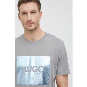 Tričko Hugo pánske, šedá farba, s potlačou vyobraziť