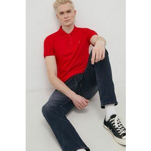 Polo tričko Tommy Jeans pánske, červená farba, jednofarebné vyobraziť