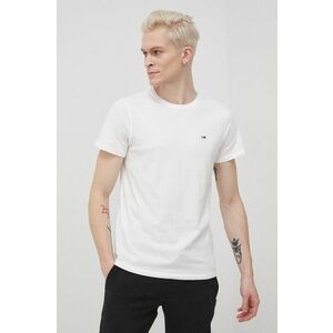 Bavlnené tričko Tommy Jeans biela farba, jednofarebné vyobraziť