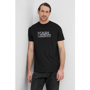Bavlnené tričko Karl Lagerfeld čierna farba, s nášivkou vyobraziť