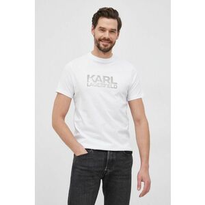Bavlnené tričko Karl Lagerfeld biela farba, s nášivkou vyobraziť