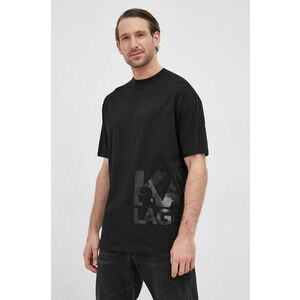 Bavlnené tričko Karl Lagerfeld čierna farba, s potlačou vyobraziť