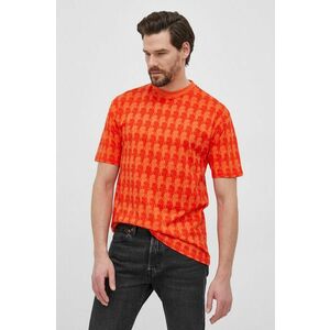 Bavlnené tričko Karl Lagerfeld oranžová farba, vzorované vyobraziť