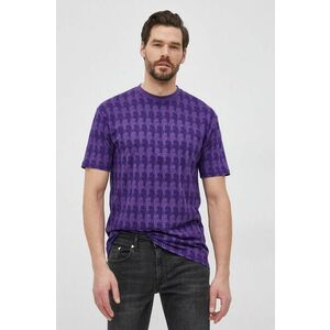 Bavlnené tričko Karl Lagerfeld fialová farba, vzorované vyobraziť
