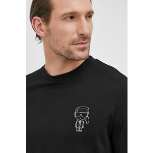 Bavlnené tričko s dlhým rukávom Karl Lagerfeld čierna farba, s nášivkou vyobraziť