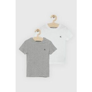 Detské bavlnené tričko Calvin Klein Jeans šedá farba, jednofarebné vyobraziť