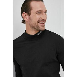 Tričko s dlhým rukávom Calvin Klein pánske, čierna farba, jednofarebné vyobraziť
