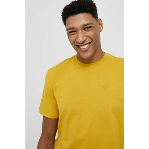 Tričko Guess pánske, žltá farba, jednofarebné vyobraziť