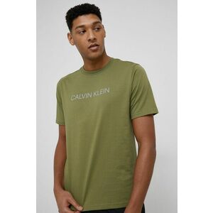 Tričko Calvin Klein Performance pánske, zelená farba, s potlačou vyobraziť