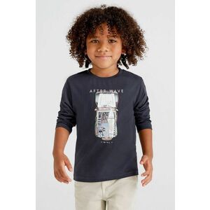 Detská bavlnená košeľa s dlhým rukávom Mayoral čierna farba, s nášivkou vyobraziť
