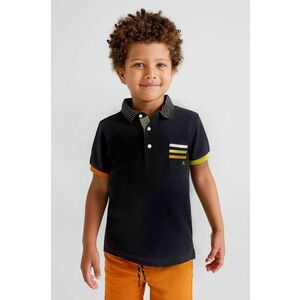 Detské polo tričko Mayoral čierna farba, s potlačou vyobraziť