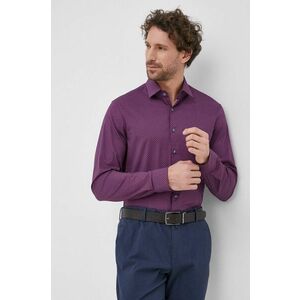 Košeľa Calvin Klein pánska, fialová farba, slim, s klasickým golierom vyobraziť