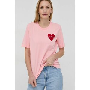 Bavlnené tričko Love Moschino ružová farba, vyobraziť
