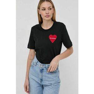 Bavlnené tričko Love Moschino čierna farba, vyobraziť