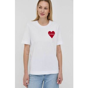 Bavlnené tričko Love Moschino biela farba, vyobraziť