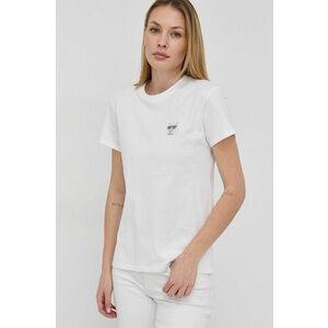 Bavlnené tričko Karl Lagerfeld biela farba vyobraziť