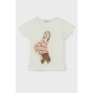 Detské bavlnené tričko Mayoral béžová farba, vyobraziť