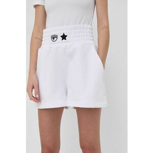 Bavlnené šortky Chiara Ferragni dámske, biela farba, jednofarebné, vysoký pás vyobraziť