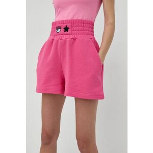Bavlnené šortky Chiara Ferragni dámske, ružová farba, jednofarebné, vysoký pás vyobraziť