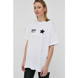 Bavlnené tričko Chiara Ferragni biela farba, vyobraziť