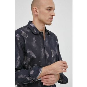 Bavlnená košeľa Tommy Hilfiger pánska, šedá farba, regular, s talianskym golierom vyobraziť