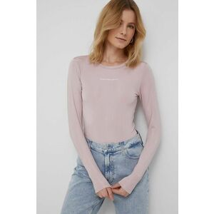Tričko s dlhým rukávom Calvin Klein Jeans dámske, ružová farba, vyobraziť