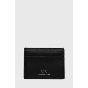 Kožené puzdro na karty Armani Exchange pánske, čierna farba vyobraziť