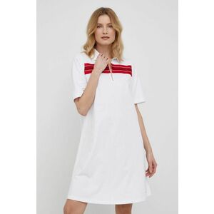 Bavlnené šaty Armani Exchange biela farba, mini, rovná vyobraziť