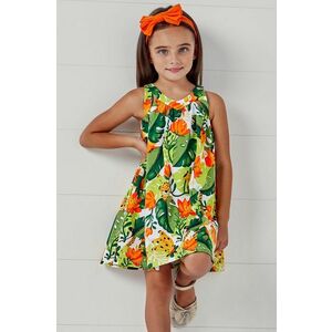 Dievčenské šaty Mayoral oranžová farba, mini, áčkový strih vyobraziť