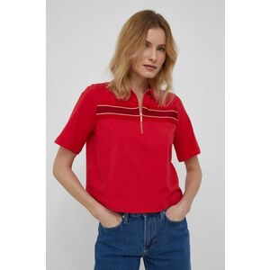 Bavlnené tričko Armani Exchange červená farba, s golierom vyobraziť