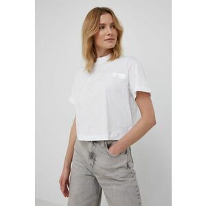 Bavlnené tričko Calvin Klein Jeans biela farba, vyobraziť