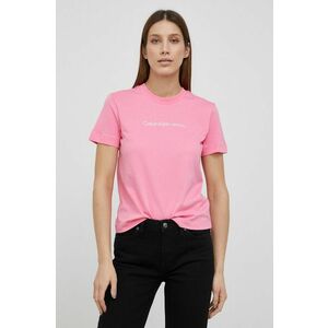 Bavlnené tričko Calvin Klein Jeans fialová farba, vyobraziť
