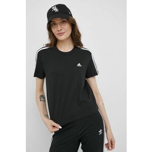 Bavlnené tričko adidas GL0777 čierna farba, vyobraziť