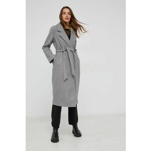 Vlnený kabát Answear Lab šedá farba, prechodný, vyobraziť