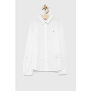 Detská bavlnená košeľa Tommy Hilfiger biela farba vyobraziť