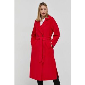 Vlnený kabát Marella červená farba, prechodný, dvojradový vyobraziť