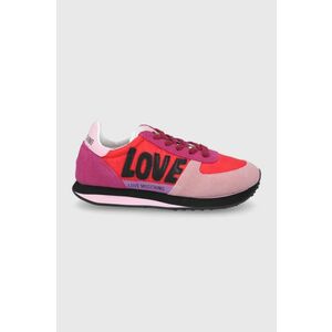 Topánky Love Moschino ružová farba, na plochom podpätku vyobraziť