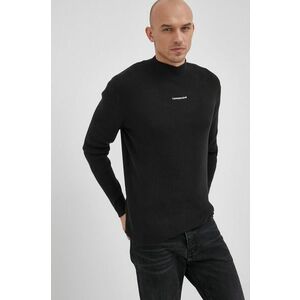 Sveter Calvin Klein Jeans pánsky, čierna farba, ľahký, s polorolákom vyobraziť