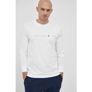 Bavlnené tričko s dlhým rukávom Calvin Klein Jeans biela farba, s potlačou vyobraziť
