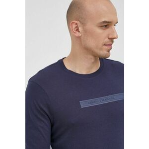 Bavlnené tričko s dlhým rukávom Armani Exchange tmavomodrá farba, s potlačou vyobraziť