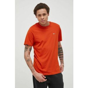 Bavlnené tričko Tommy Jeans oranžová farba, jednofarebné vyobraziť