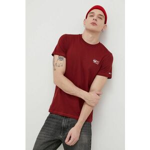 Bavlnené tričko Tommy Jeans bordová farba, jednofarebné vyobraziť