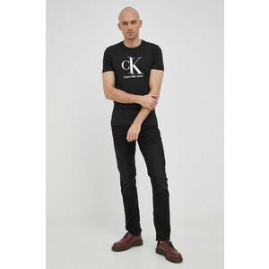 Bavlnené tričko Calvin Klein Jeans čierna farba, s potlačou vyobraziť