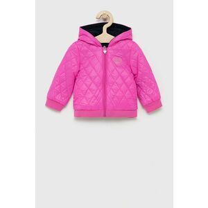 Detská obojstranná bunda Guess ružová farba, vyobraziť