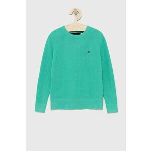 Detský bavlnený sveter Tommy Hilfiger zelená farba, ľahký vyobraziť