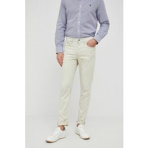 Nohavice Polo Ralph Lauren pánske, béžová farba, priliehavé vyobraziť