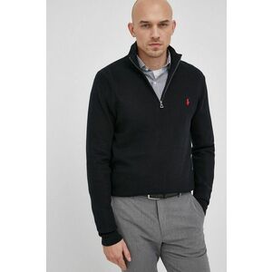 Bavlnený sveter Polo Ralph Lauren pánsky, tmavomodrá farba, s polorolákom vyobraziť