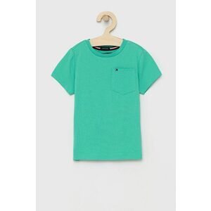 Detské tričko Tommy Hilfiger zelená farba, jednofarebné vyobraziť