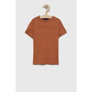 Detské bavlnené tričko Tommy Hilfiger oranžová farba, s nášivkou vyobraziť