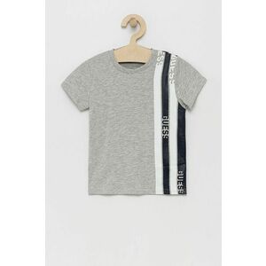 Detské tričko Guess šedá farba, s potlačou vyobraziť